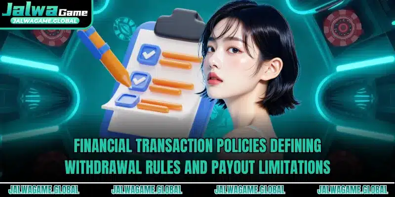 Financial transaction policies defining withdrawal rules and payout limitations