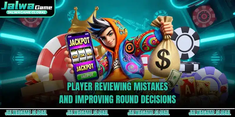 Player reviewing mistakes and improving round decisions